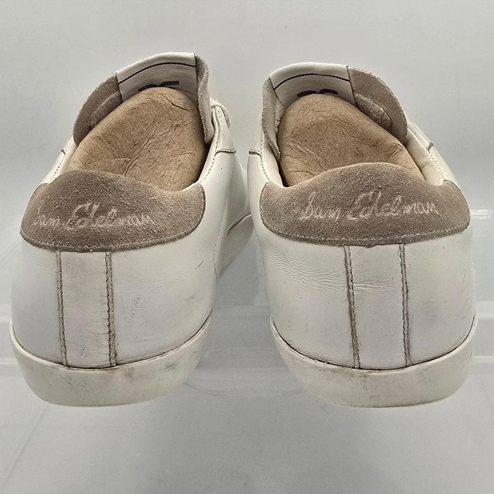 Sam Edelman Aubrie Shoes Womens Size 8 White Leather Suede Low Top Sneakers